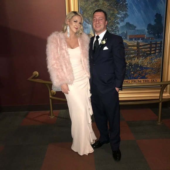 BLUSH strapless draped BADGLEY MISCHKA gown - Picture 5 of 6